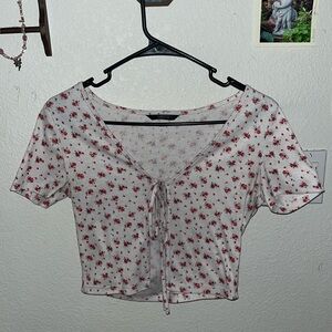 cute red floral crop top